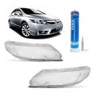 PAR Lente do Farol Honda New Civic 2007 2008 2009 2010 2011 com Adesivo