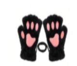 Par Luva de Pelúcia Meio Dedo Pata de Gato Maciez Preto Par Luva de Pelúcia Meio Dedo Pata de Gato Maciez Preto