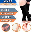 Par Meia De Compressão PLUS SIZE 3/4 Sem Ponteira UNISSEX Para Idosos Obesos Diabéticos Com Varizes Dores e Pernas Inchadas