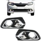 Par Moldura Farol Milha Sandero 2014 15 16 17 A 2020 Com Furo Cromado