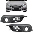 Par Moldura Grade Farol Milha Civic 2017 18 19 2020 Preta C/furo