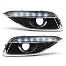 Par Moldura Grade Milha Daylight CRV 2014 2015 2016 LED com Furo Moldura Cromada