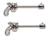 Par Piercing Mamilo Personalizado Arma