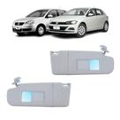 Par Quebra Sol Cinza com Espelho Bolsa e Iluminação Volkswagen Polo 2003 a 2020 Newtec Nt3200cvw Nt3201cvw