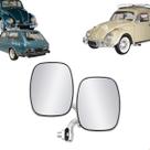 Par Retrovisor Kombi Clipper 1976 A 1996 Preto Lente Convexo