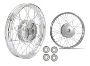 Par Roda Biz 125 4mm Cromado Raiada Alinhada com Rolamento Par Roda Biz 125 4mm Cromado Raiada Alinhada com Rolamento