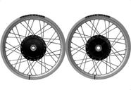 Par Roda Three Heads Jateado Cubo Preto Titan 150 Fan 150