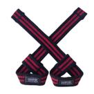 Par Strap Musculação Algodão Reforçado Preto e Vermelho Academia Treino Pegada Ajustável