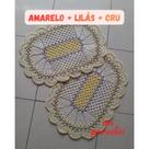 par tapete de croche oval janine Cor destaque:Amarelo 69x48 par tapete de croche oval janine Cor destaque:Amarelo 69x48