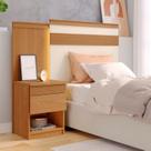 para Cama Solteiro com Mesa de Cabeceira 100% MDF Granada Marrom Freijó/Off White