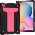 para Samsung Galaxy Tab A7 10.4 polegadas 2020 lançado T500 T505 capa híbrida à prova de choque resistente resistente resistente silicone macio+PC rígido 3 camadas capa protetora combinada com suporte - preto e rosa choque