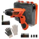 Parafusadeira à Bateria 4,8V com Kit 16 Peças Bivolt KC4815K-BR BLACK & DECKER + 1 Par de Luvas