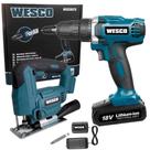 Parafusadeira e Furadeira 18V com Bateria e Carregador e Serra Tico-Tico 18V WS2305.9 WESCO