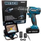 Parafusadeira e Furadeira 18V com Bateria e Carregador Refletor LED WS2943.9 WESCO