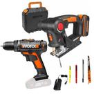 Parafusadeira e Furadeira 20V sem Bateria e Carregador com Serra Multiuso a Bateria 20V WX550 WORX Parafusadeira e Furadeira 20V sem Bateria e Carregador com Serra Multiuso a Bateria 20V WX550 WORX