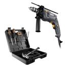 Parafusadeira e Furadeira de Impacto 3/8" Wap Wf-700k10, com 11 Acessórios e Maleta, 700w 220v