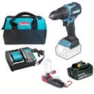 Parafusadeira e Furadeira de Impacto Makita 18V com 1 Bateria 3.0Ah, Bolsa, Kit 18 Bits MTX Precisão Profissional DHP490WF1BP