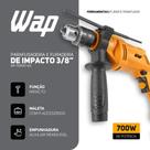 Parafusadeira e Furadeira de Impacto WAP WF 700K10 W2 710W Mandril 3 8 com Maleta e Kit de Acessorios