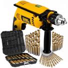 Parafusadeira e Furadeira Martelete 1/2 500W 127V Impacto para Concreto e Metal com Mandril 13mm Jogo 99 Brocas Titânio