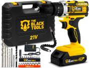 Parafusadeira Furadeira 21v Impacto + Maleta E Bateria The Black Tools