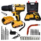 Parafusadeira Furadeira 48V com Acessórios, Bits, Brocas, Soquetes e Maleta Organizada 2 baterias