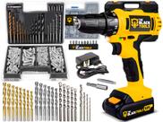 Parafusadeira Furadeira A Bateria 10mm 1350rpm Bivolt The Black Tools + Brocas Bits E Buchas 300 Pçs