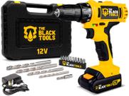 Parafusadeira Furadeira A Bateria 12v 3/8 Bivolt Com Maleta The Black Tools