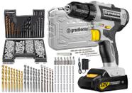 Parafusadeira Furadeira A Bateria 12v Bivolt + Kit 300 Peças Brocas E Buchas