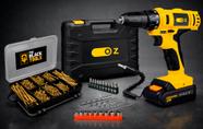 Parafusadeira Furadeira Impacto 10mm A Bateria Bivolt Com Kit 99 Peças Parafusos e Buchas