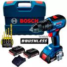 Parafusadeira Furadeira Impacto 18V Brushless 2 Baterias GSB 18V-50 BOSCH + Kit Brocas