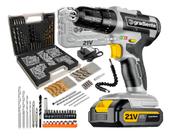 Parafusadeira Impacto 10mm A Bateria 21V Com 300 Peças A Maleta