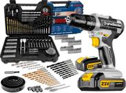 Parafusadeira Impacto 2 Baterias 21v + Jogo 103 Brocas Bosch Cinza 60hz