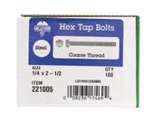 Parafuso de torneira hexagonal Hillman 1/4 x 6,35 cm em aço zinco, pacote com 100 unidades
