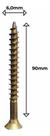 Parafuso Para Madeira Mdf 6,0x90 Philips Chata - Kit c/ 100 parafusos
