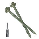 Parafusos de madeira CAMNWAMN 14 x 4 revestidos de verde Heavy Duty x100