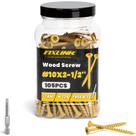 Parafusos de madeira FIXLINK 6,35 cm 105 PCS revestidos com epóxi T25 Star Bit