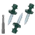 Parafusos de telhado de metal Bobibbi 10 x 2,54 cm verdes 250 unidades com broca