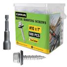 Parafusos de telhado de metal CAMNWAMN 10 x 1 polegada 500 unidades com lavadora