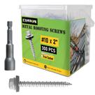 Parafusos de telhado de metal CAMNWAMN 10 x 2 polegadas, 300 unidades