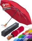 Paraguas Raintrend Premium Resistente al Viento para Viaje, Rojo, Dosel de 115 cm