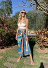 Pareô 100% Silk Estampa Cavalos Azul