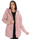 Parka Anistia Feminina de Sarja Forro e Capuz de Pelos Rosa