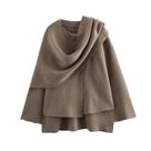 Parka De Inverno Feminina Com Forro De Pelúcia, Cachecol Assimétrico, Jaqueta Acolchoada De Manga