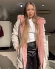 Parka dupla face bege / rosa