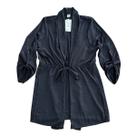 Parka Feminina Cardigan Comprida Poliéster Preto Tamanho GG Formitz
