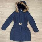 Parka feminina cinturada super quente forrada com pelo com capuz removível moda inverno tamanho M 36