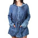 Parka Jeans Amarração Com Capuz
