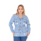 Parka jeans feminina 100% clara puida rasgada com 2 bolso