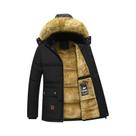 Parka Masculina De Inverno À Prova De Vento Com Capuz De Fleece, Casaco Clássico Casual Com Gola De