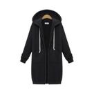 Parkas Femininas De Outono Inverno Com Capuz Grosso, Corte Solto, Bolso Com Zíper, Moletom Maxi,